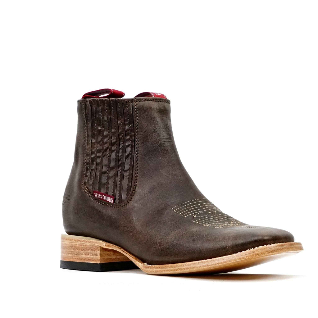 Cowboy Style Alamo Brown Ankle Boots - Square Toe (E1200)