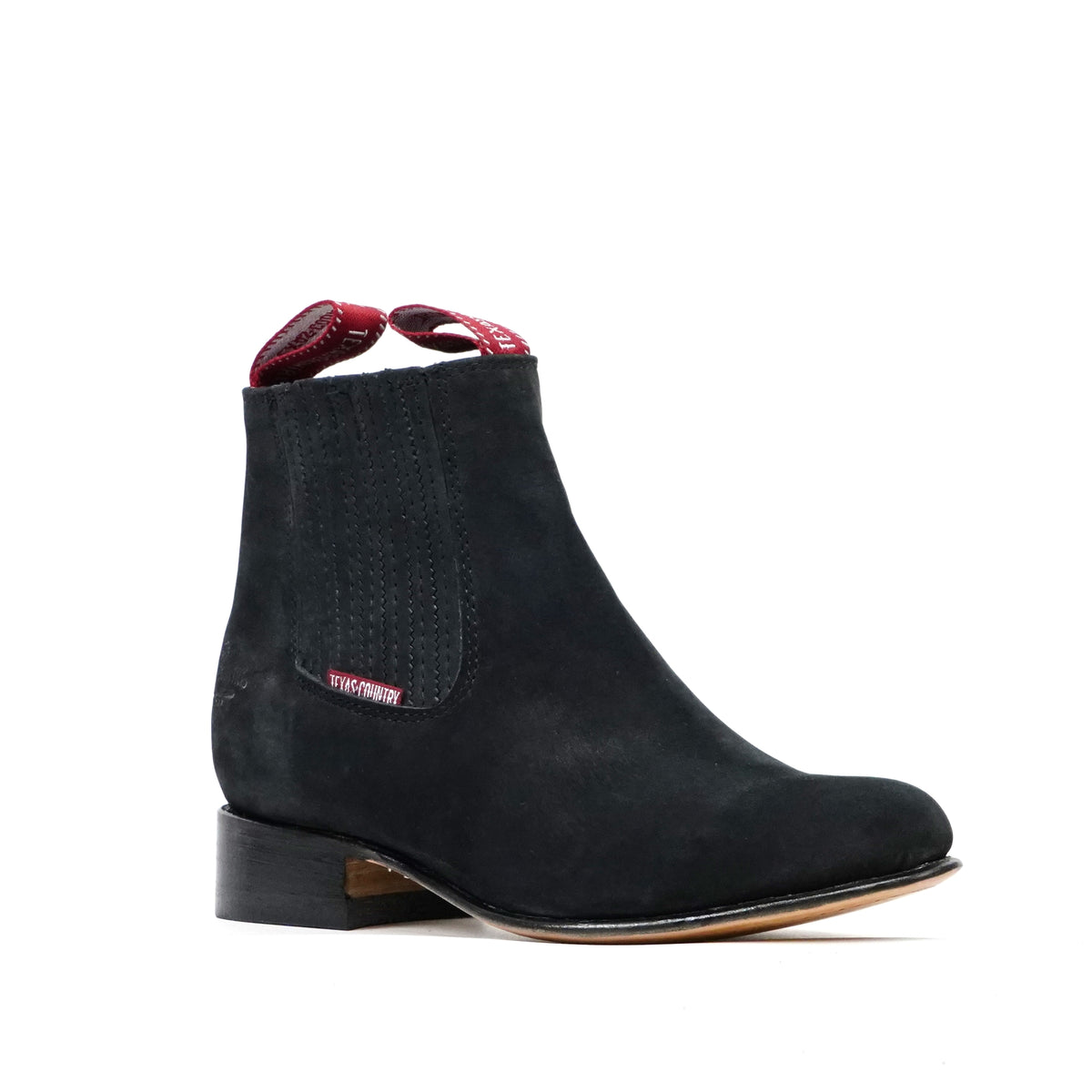 Nubuck Black Ankle Boots - Round Toe (E800)
