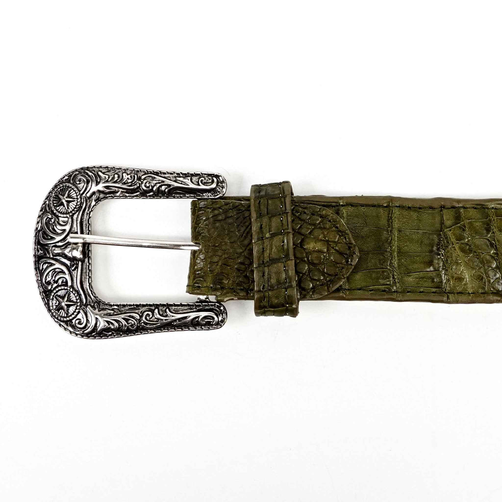 Exotic Full Quilt Caiman Belt - Agave (C028)