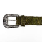 Exotic Full Quilt Caiman Belt - Agave (C028)