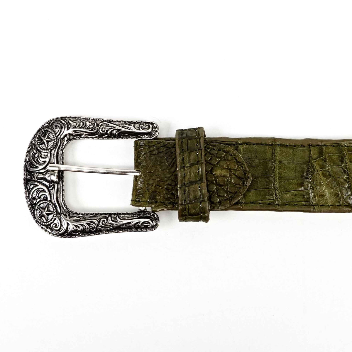 Exotic Full Quilt Caiman Belt - Agave (C028)