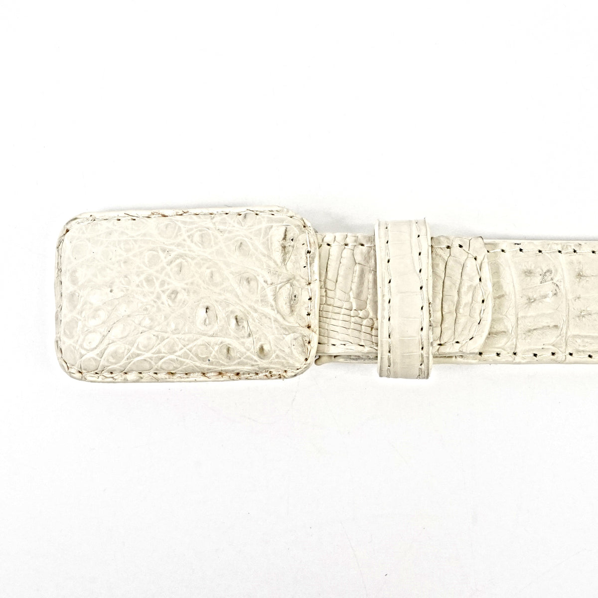 Exotic Full Quilt Caiman Belt - Bone (C001)