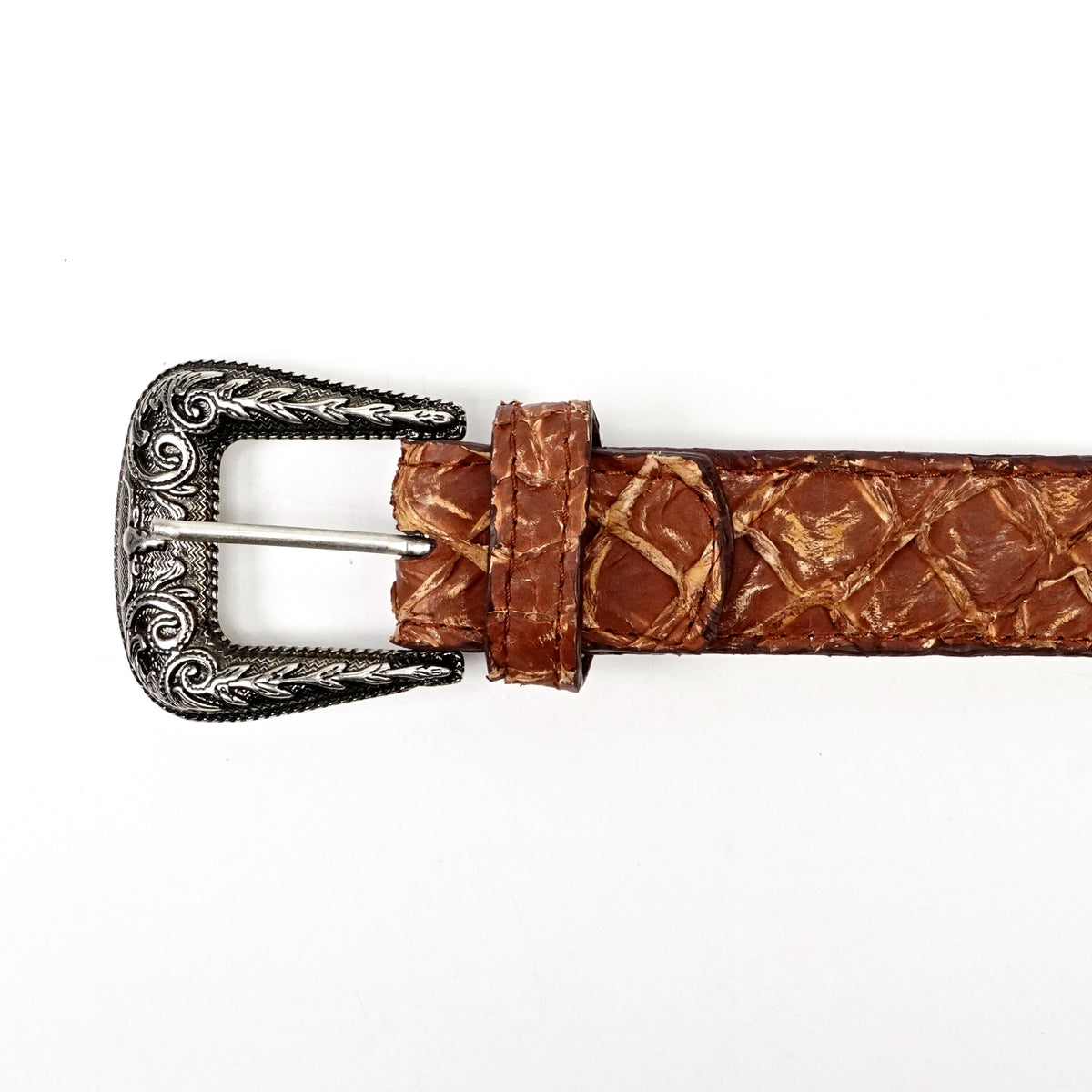 Exotic Full Quilt Pirarucu Belt - Pecan (C-028)