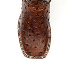 Ostrich Choco Boots (Youth) - Embossed Leather - Square Toe (E424)