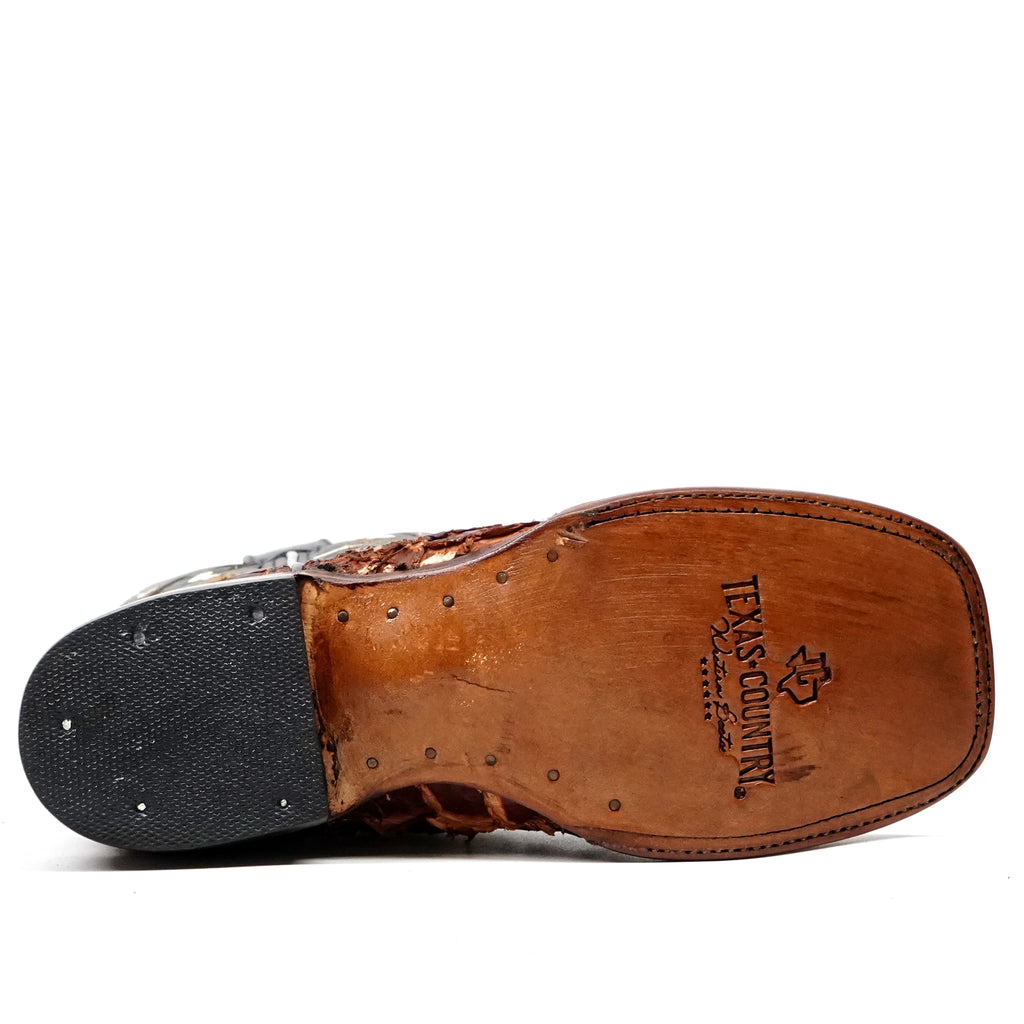 Shedron Pirarucu Fish Patchwork Boots (Youth) - Square Toe (R003)