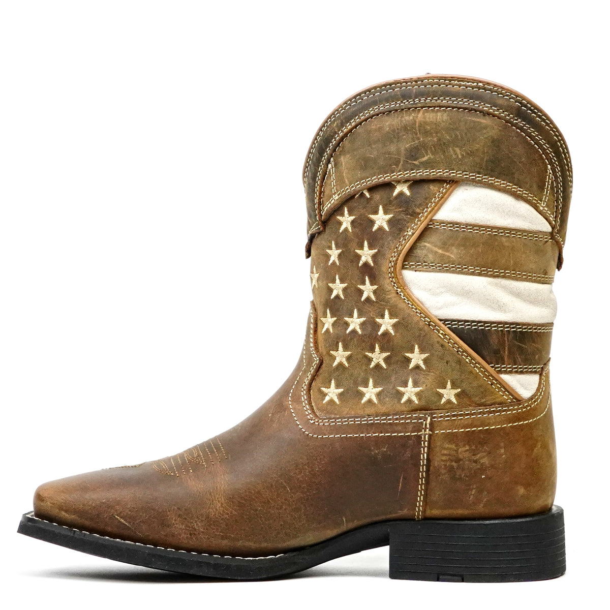 Texas Country Distressed Tan Boots - Slip-Resistant Sole - Square Toe (TCK001)