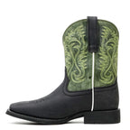 Texas Country Black Leather Boots - Slip-Resistant Sole - Square Toe (TCK008)
