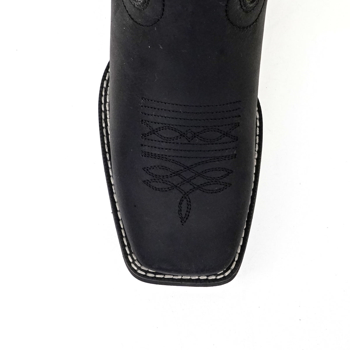 Texas Country Black Leather Boots - Slip-Resistant Sole - Square Toe (TCK008)