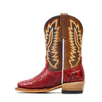 Kids Python Boots - Red - Square Toe
