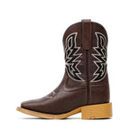 Kids Brown Leather Boots - Slip-Resistant Sole - Square Toe (TCK016)
