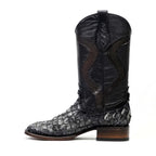 Connor Platinum Pirarucu Fish Boots (Diamond) - Newspaper - Square Toe