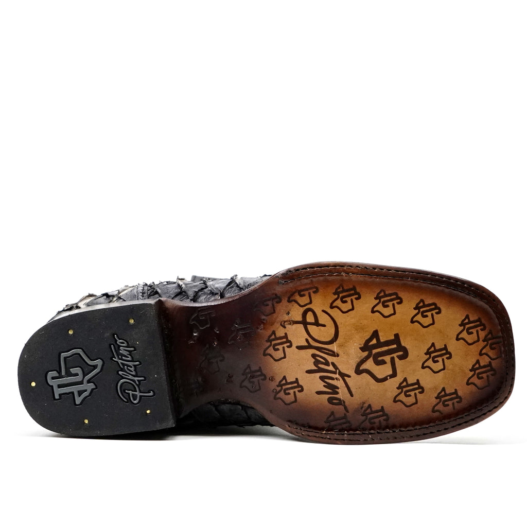 Connor Platinum Pirarucu Fish Boots (Diamond) - Newspaper - Square Toe
