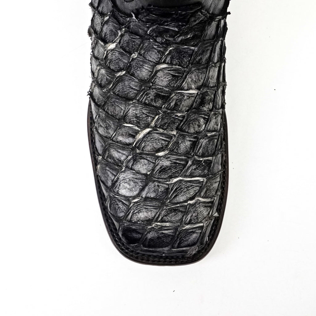 Connor Platinum Pirarucu Fish Boots (Diamond) - Newspaper - Square Toe