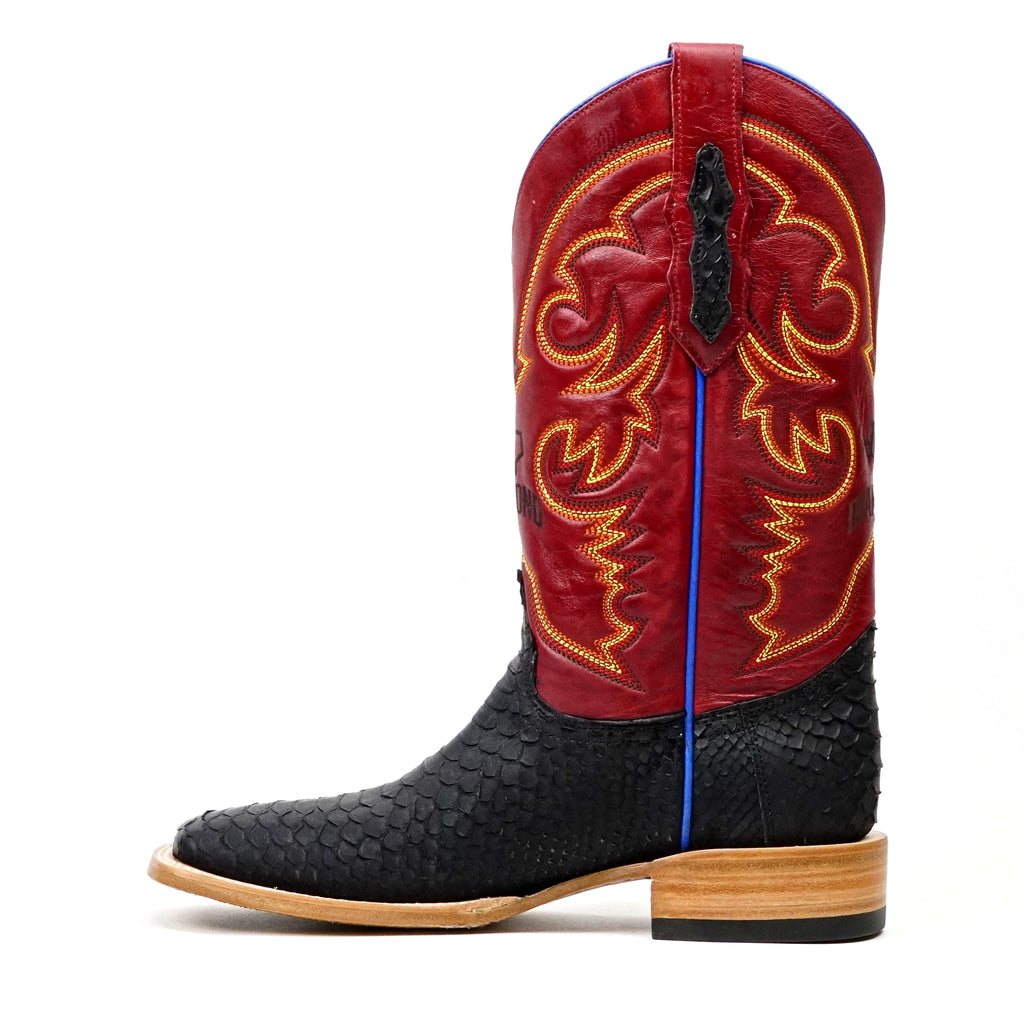 Braxton Python Boots - Matte Black - Square Toe