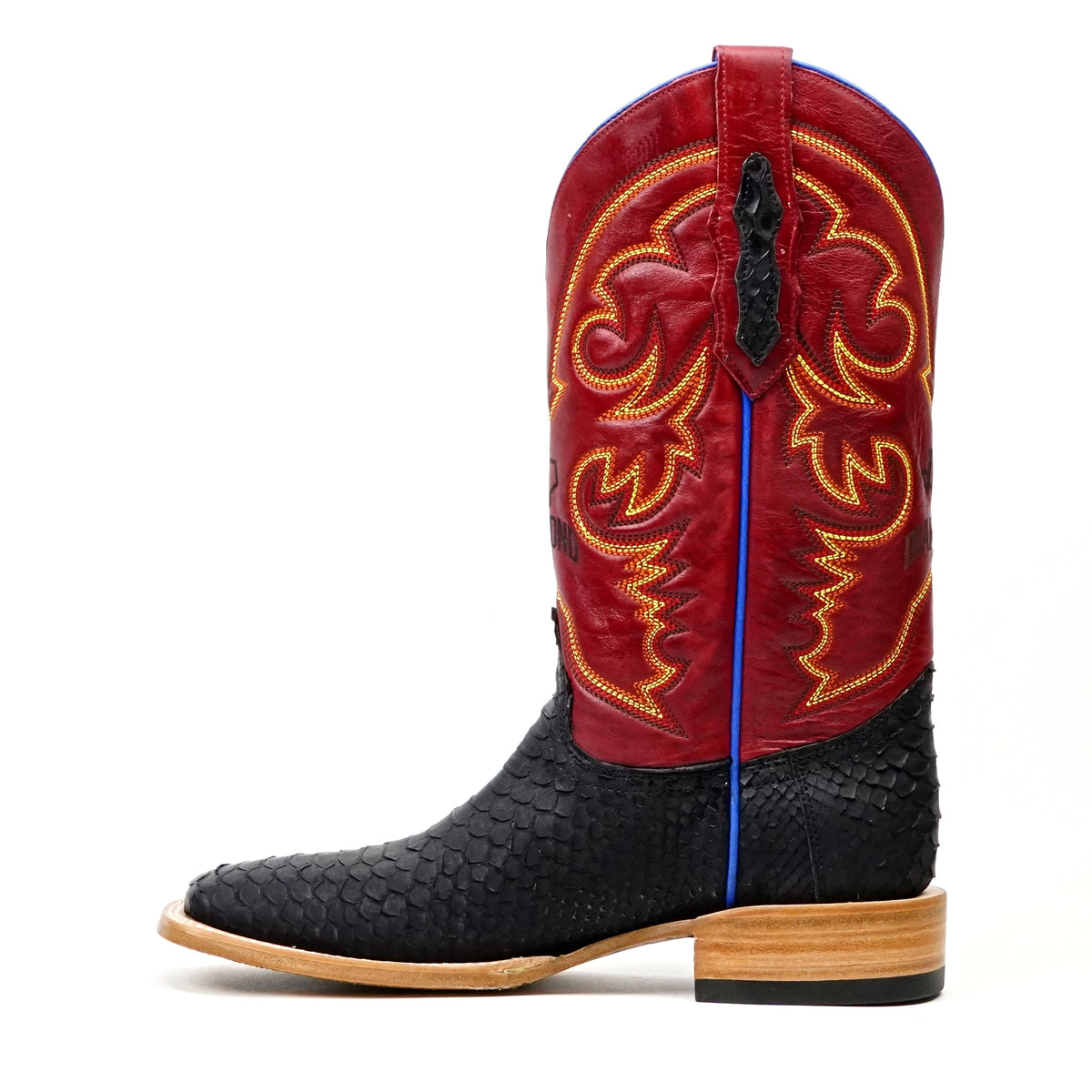 Braxton Python Boots - Matte Black - Square Toe