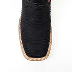 Braxton Python Boots - Matte Black - Square Toe