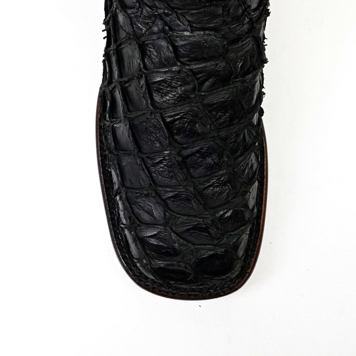 Connor Platinum Pirarucu Fish Boots - Black - Square Toe