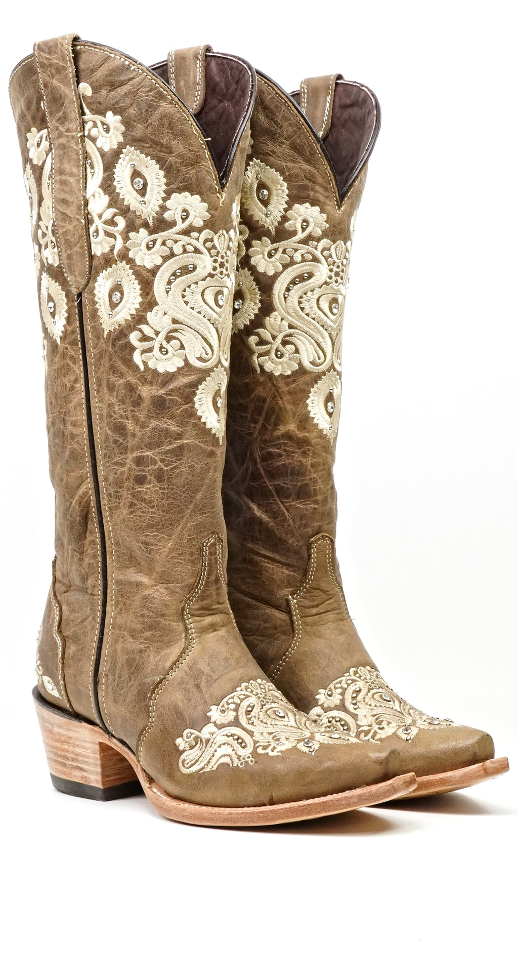 Botas de caña alta Roxanne Tobacco - Punta cuadrada (E840)