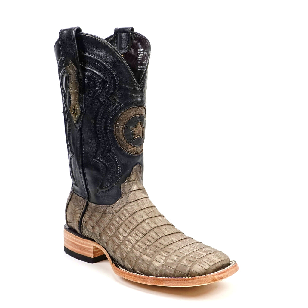 Rhodes Caiman Belly Boots - Gray - Square Toe (LM10)