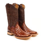 Rhodes Caiman Belly Boots - Brandy - Square Toe (LM10)