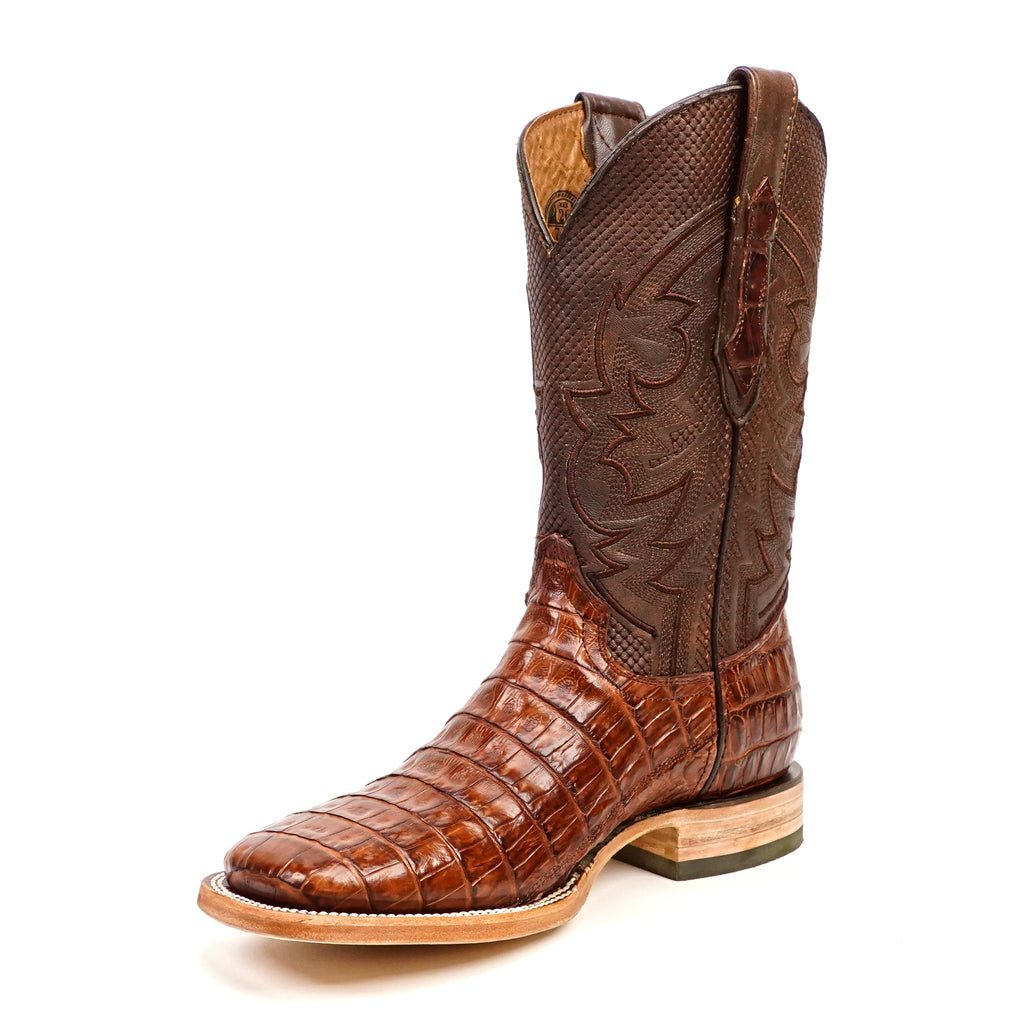 Rhodes Caiman Belly Boots - Brandy - Square Toe (LM10)