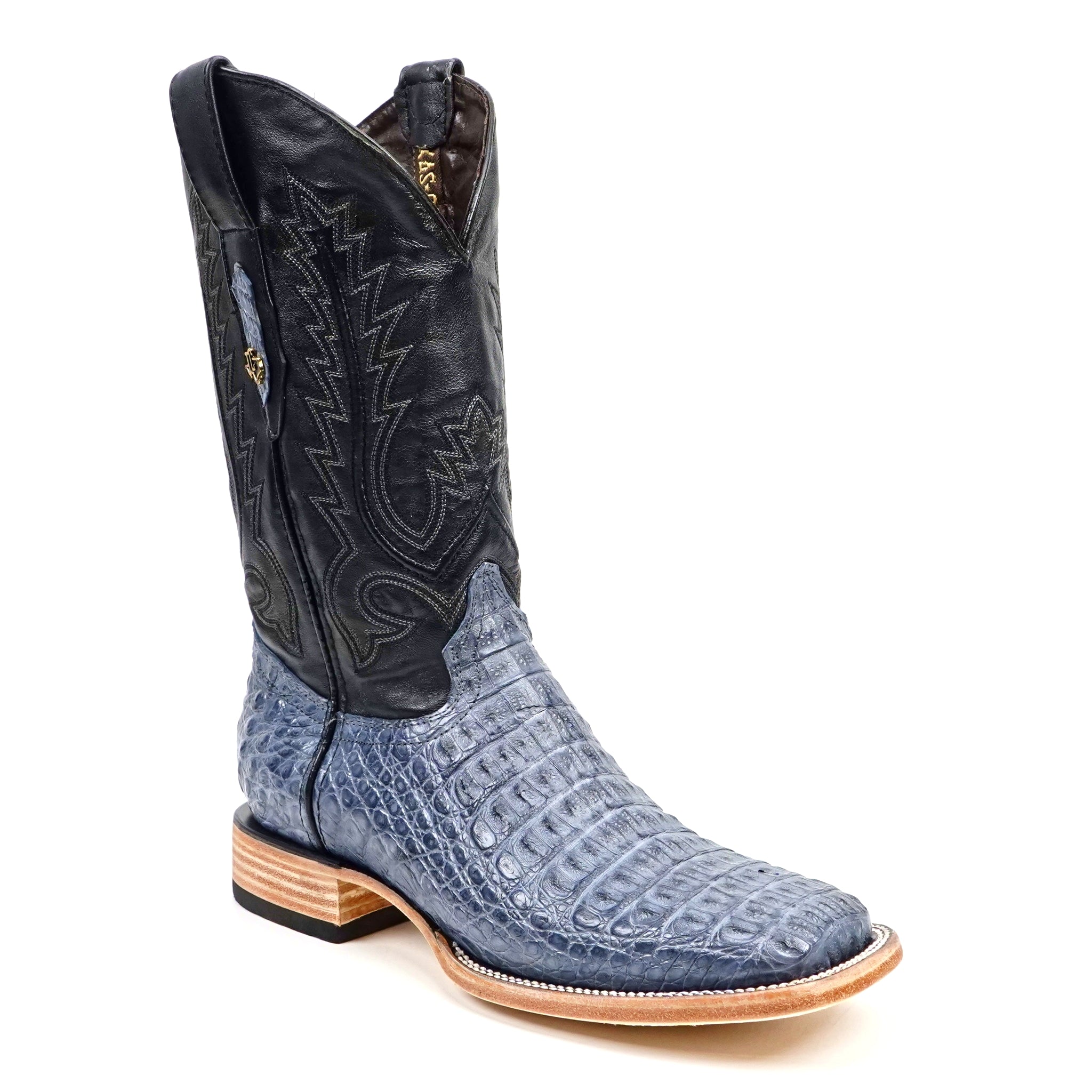 Rhodes Caiman Hornback Boots - Denim Blue- Square Toe (LM10)