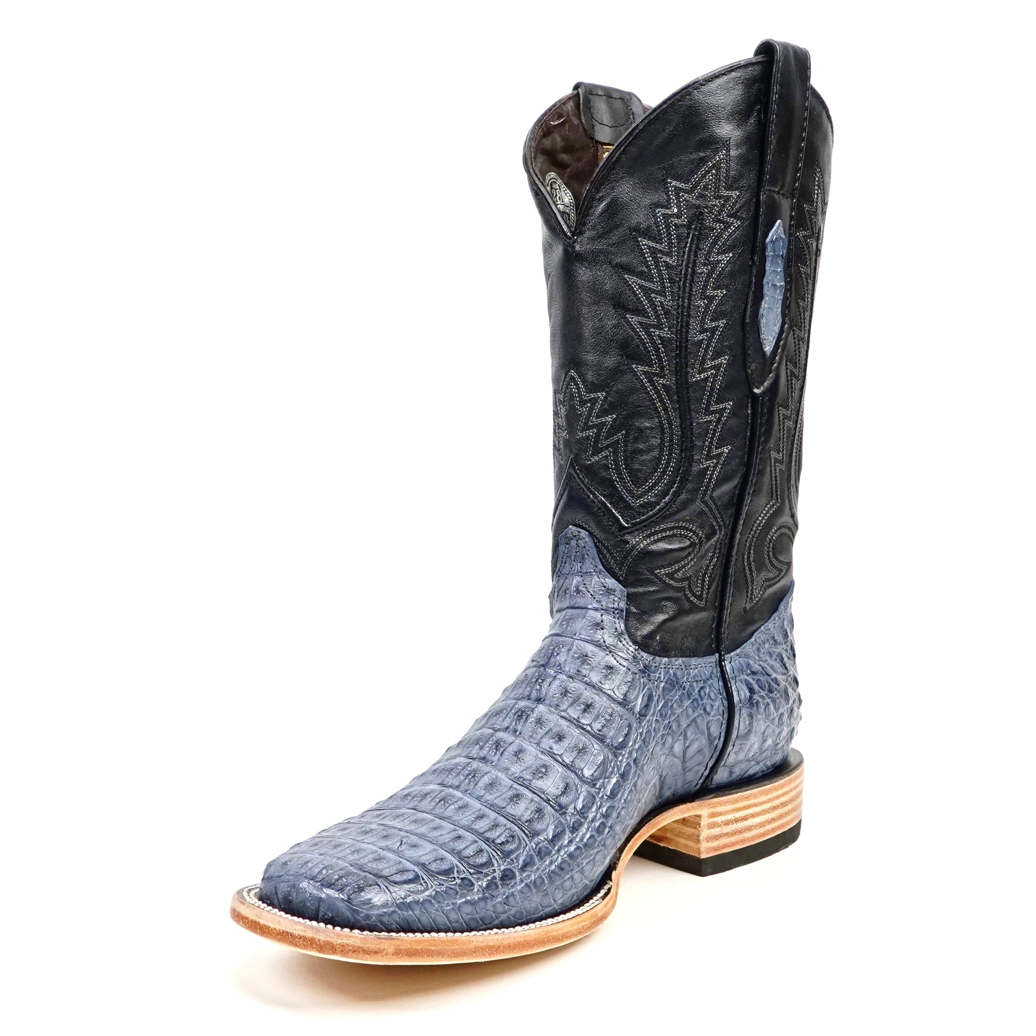 Rhodes Caiman Hornback Boots - Denim Blue- Square Toe (LM10)