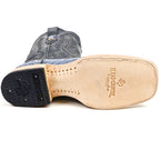 Rhodes Caiman Hornback Boots - Denim Blue- Square Toe (LM10)