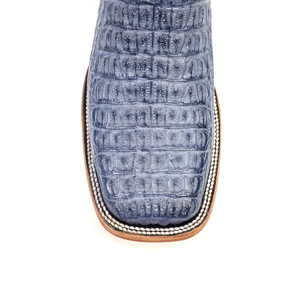 Rhodes Caiman Hornback Boots - Denim Blue- Square Toe (LM10)