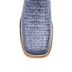 Rhodes Caiman Hornback Boots - Denim Blue- Square Toe (LM10)