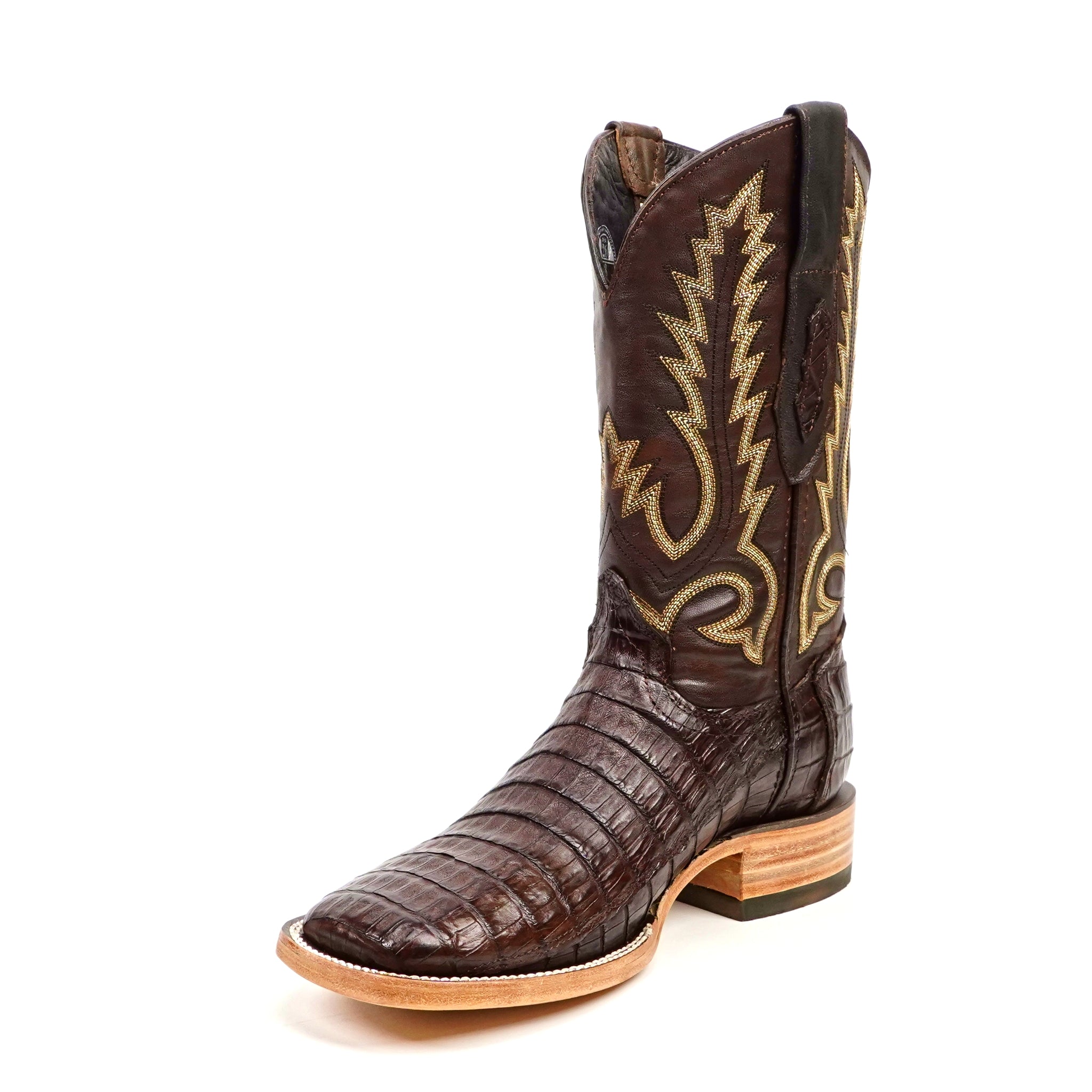 Rhodes Caiman Belly Boots - Brown - Square Toe (LM10)