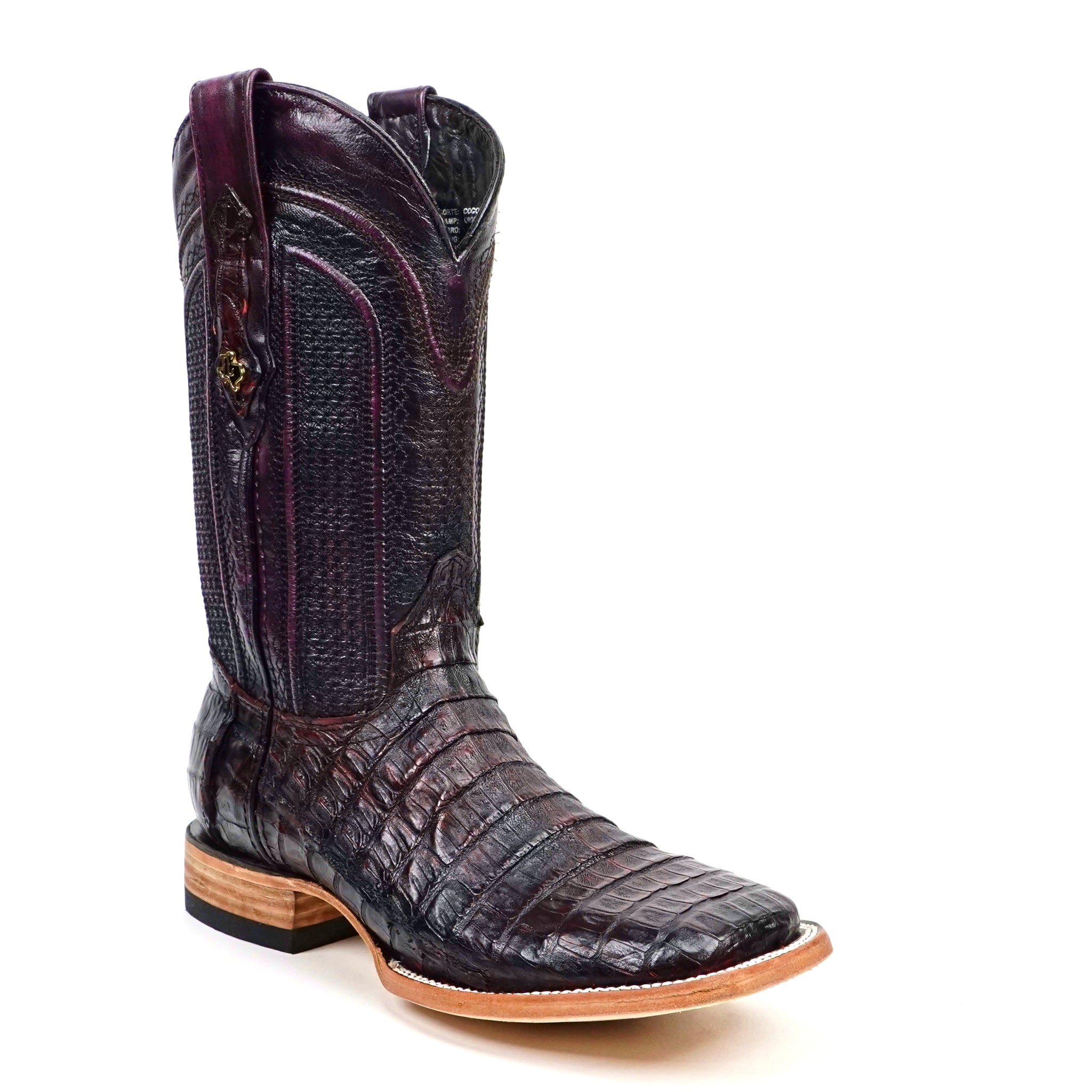 Rhodes Caiman Belly Boots - Black Cherry - Square Toe (LM10)