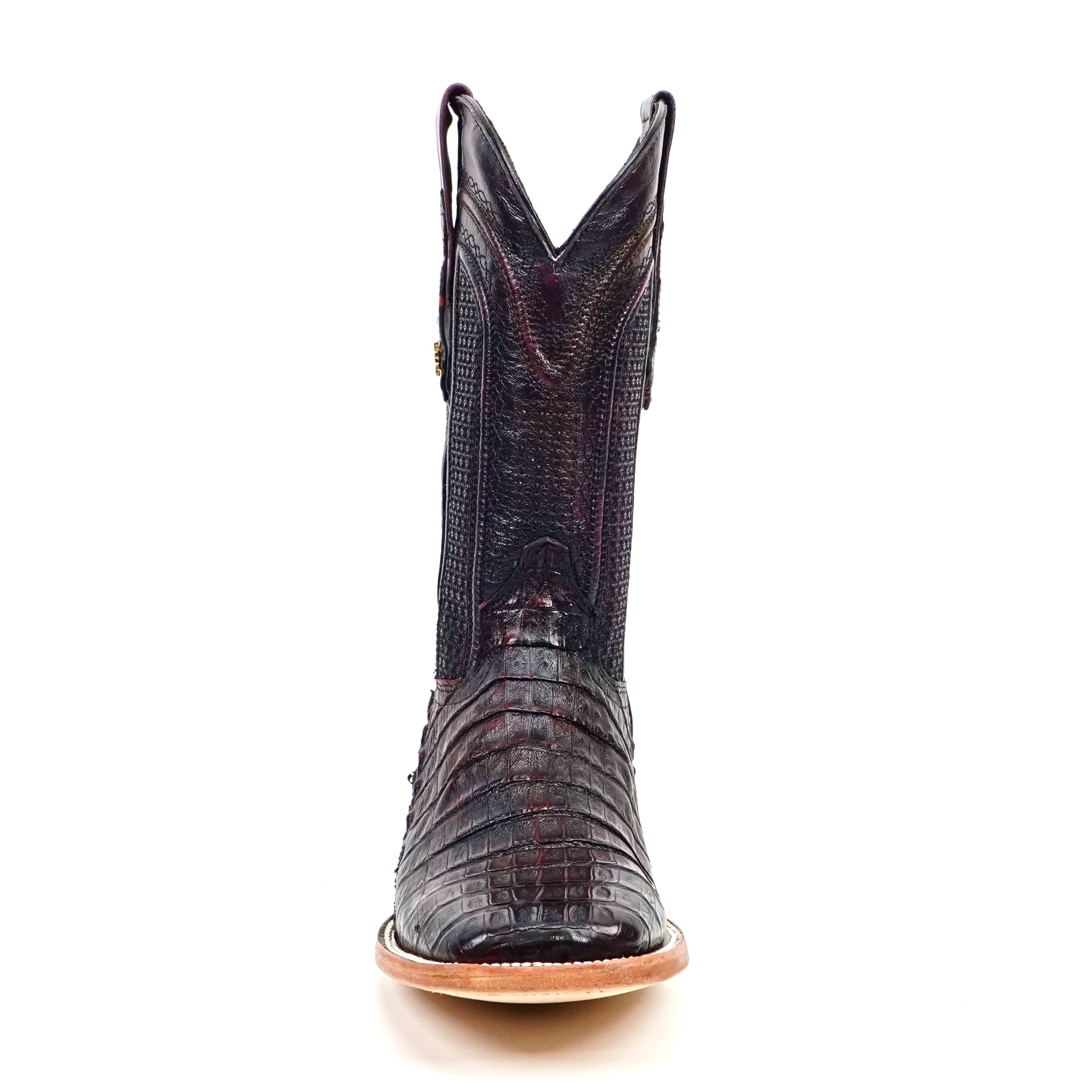 Rhodes Caiman Belly Boots - Black Cherry - Square Toe (LM10)