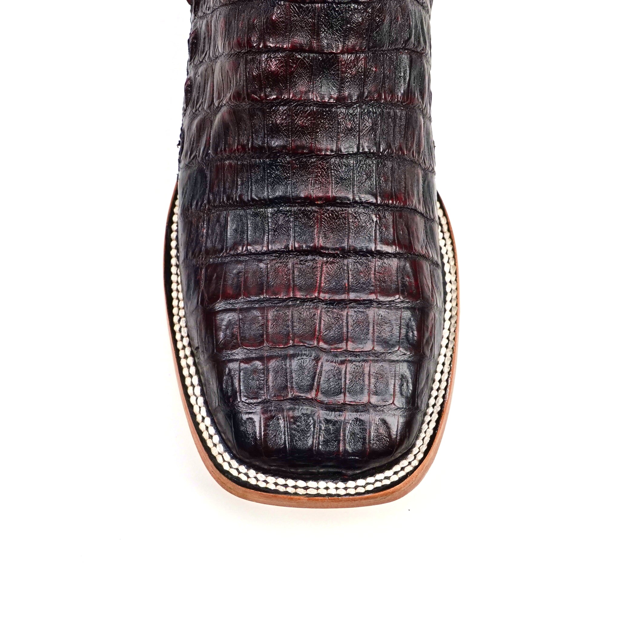 Rhodes Caiman Belly Boots - Black Cherry - Square Toe (LM10)