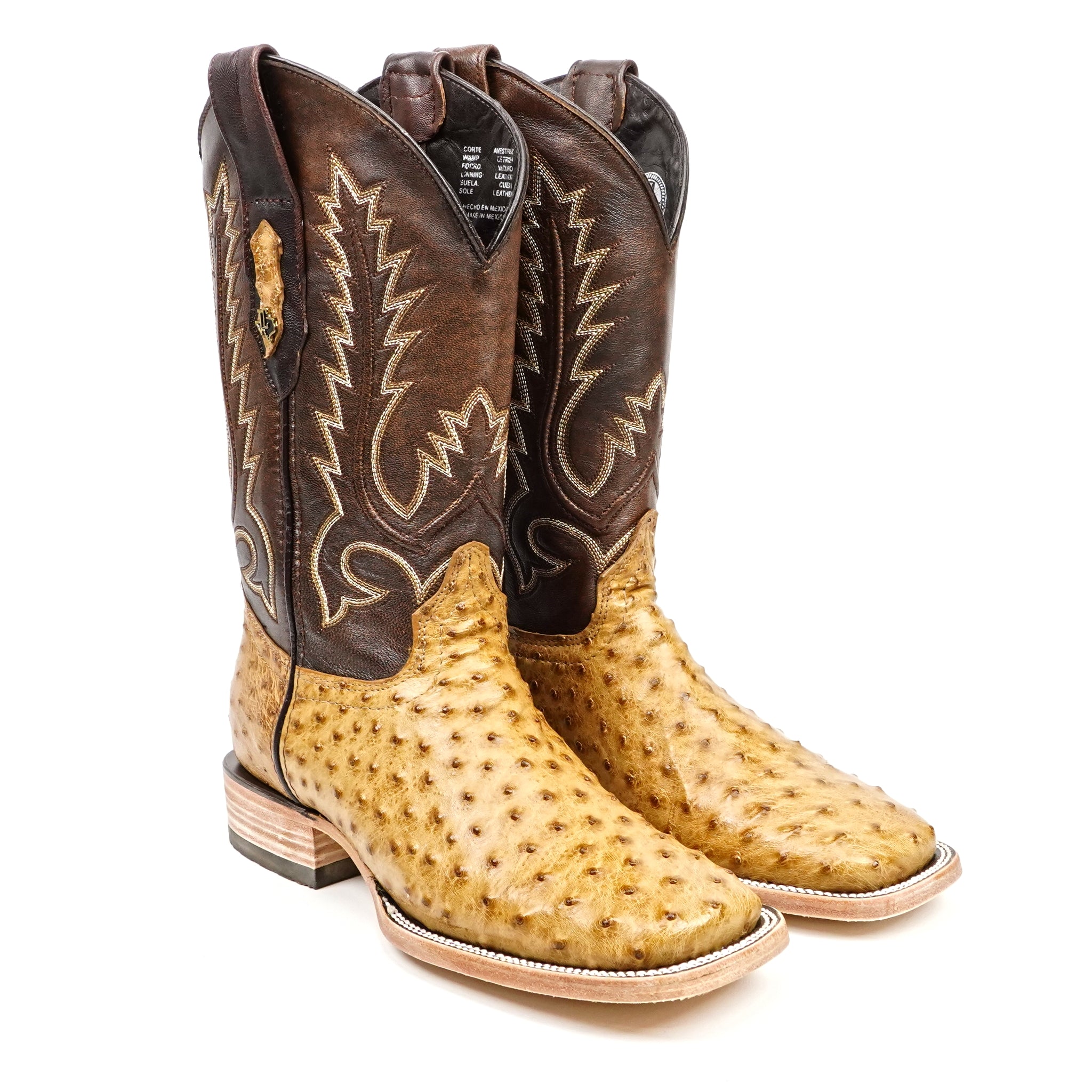 Austin Ostrich Boots - Fawn - Square Toe (AV20)