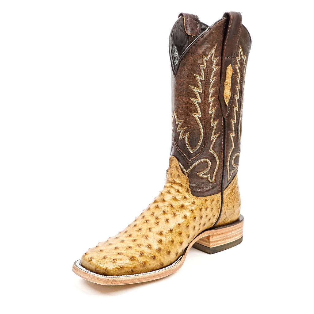 Austin Ostrich Boots - Fawn - Square Toe (AV20)