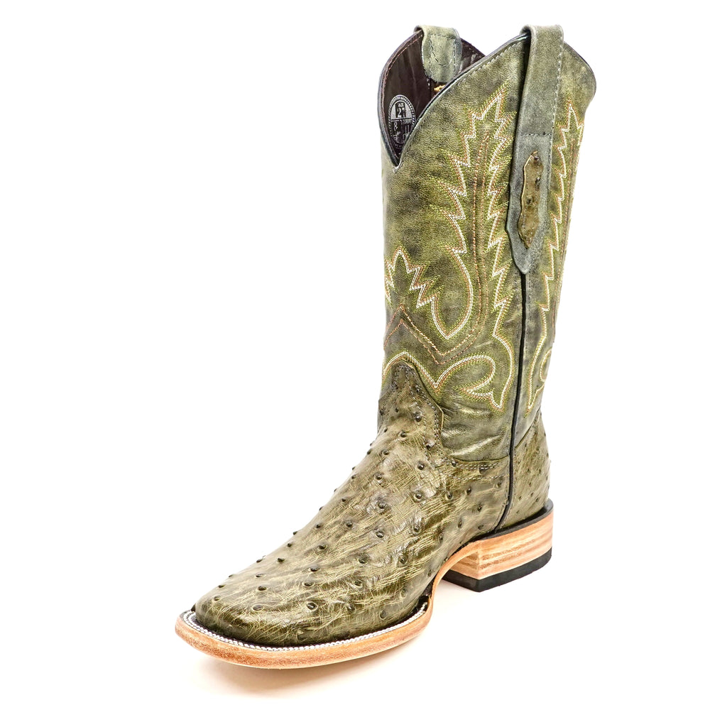 Austin Ostrich Boots - Agave - Square Toe (AV20)