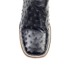 Austin Ostrich Boots - Black - Square Toe (AV20)