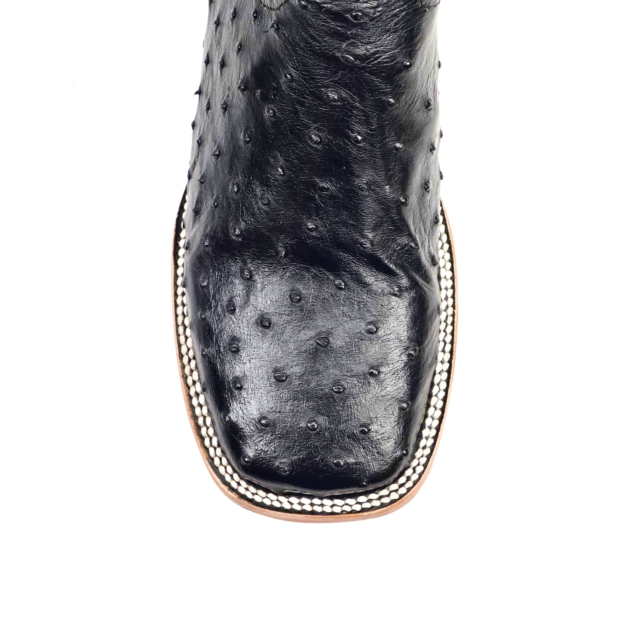 Austin Ostrich Boots - Black - Square Toe (AV20)