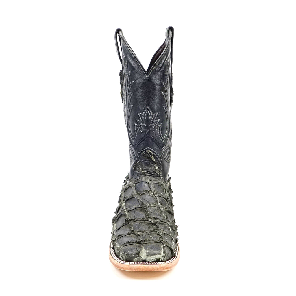 Connor Pirarucu Fish Boots - Gray Black - Square Toe (PZ60)