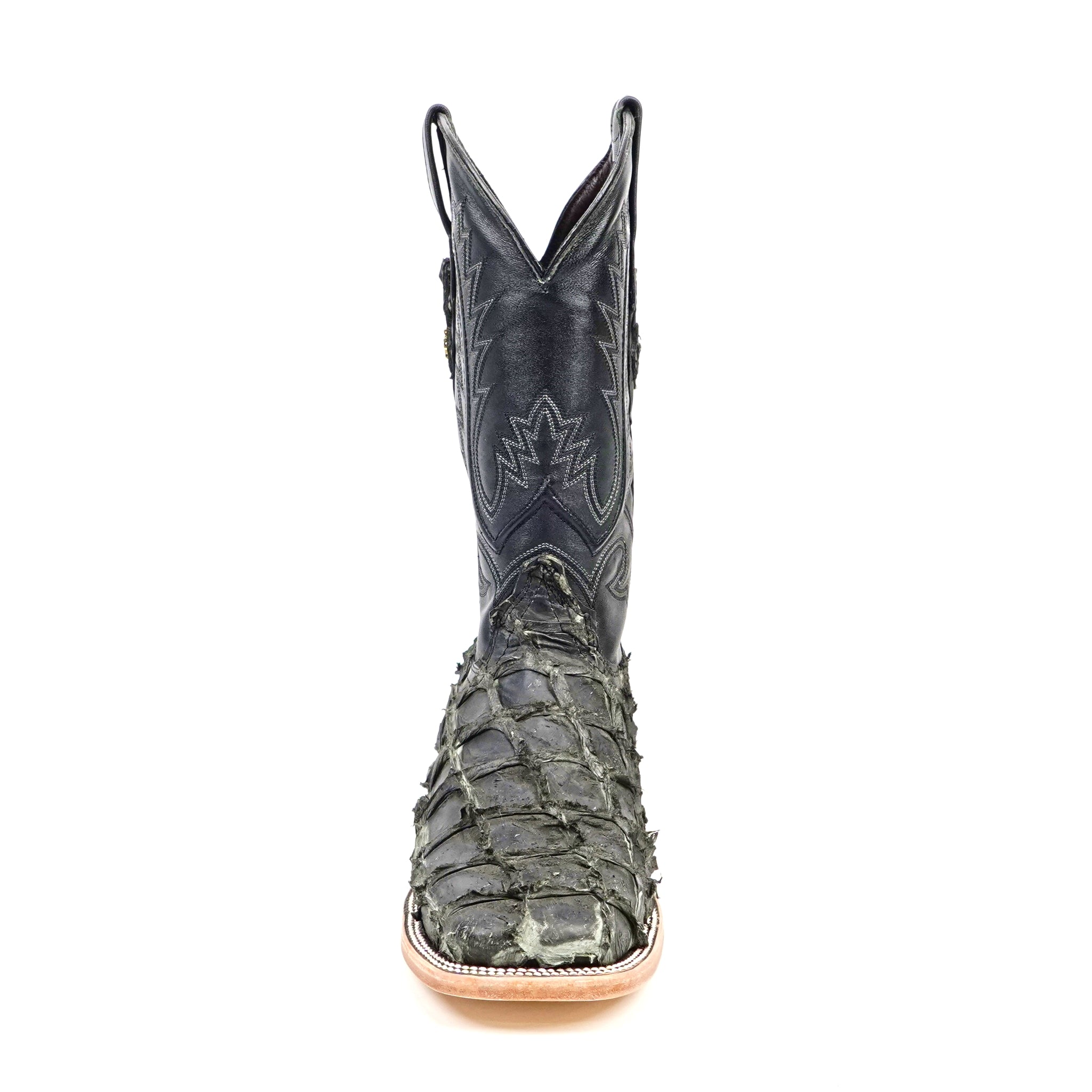 Connor Pirarucu Fish Boots - Gray Black - Square Toe (PZ60)