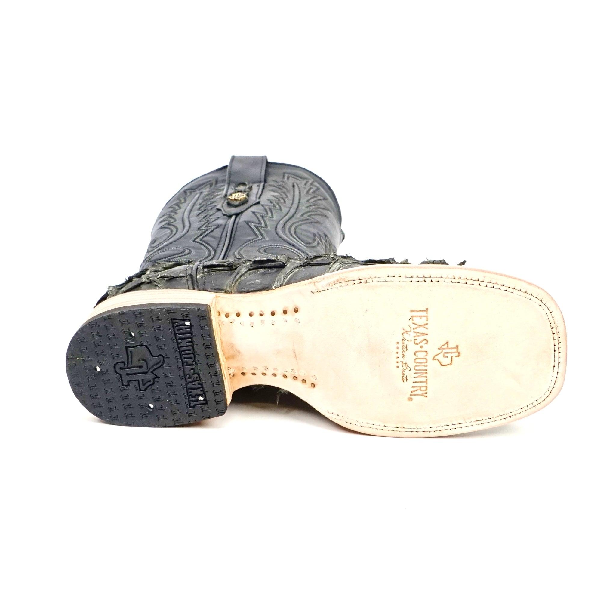 Connor Pirarucu Fish Boots - Gray Black - Square Toe (PZ60)