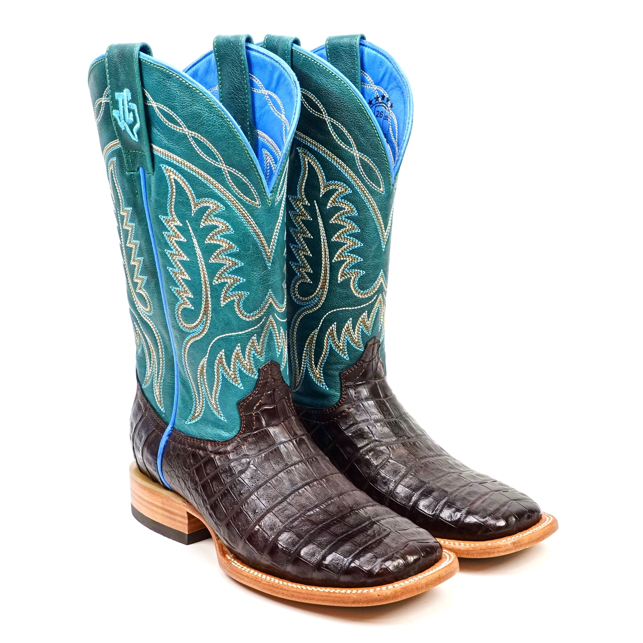 Ranger Caiman Belly Boots - Brown - Square Toe