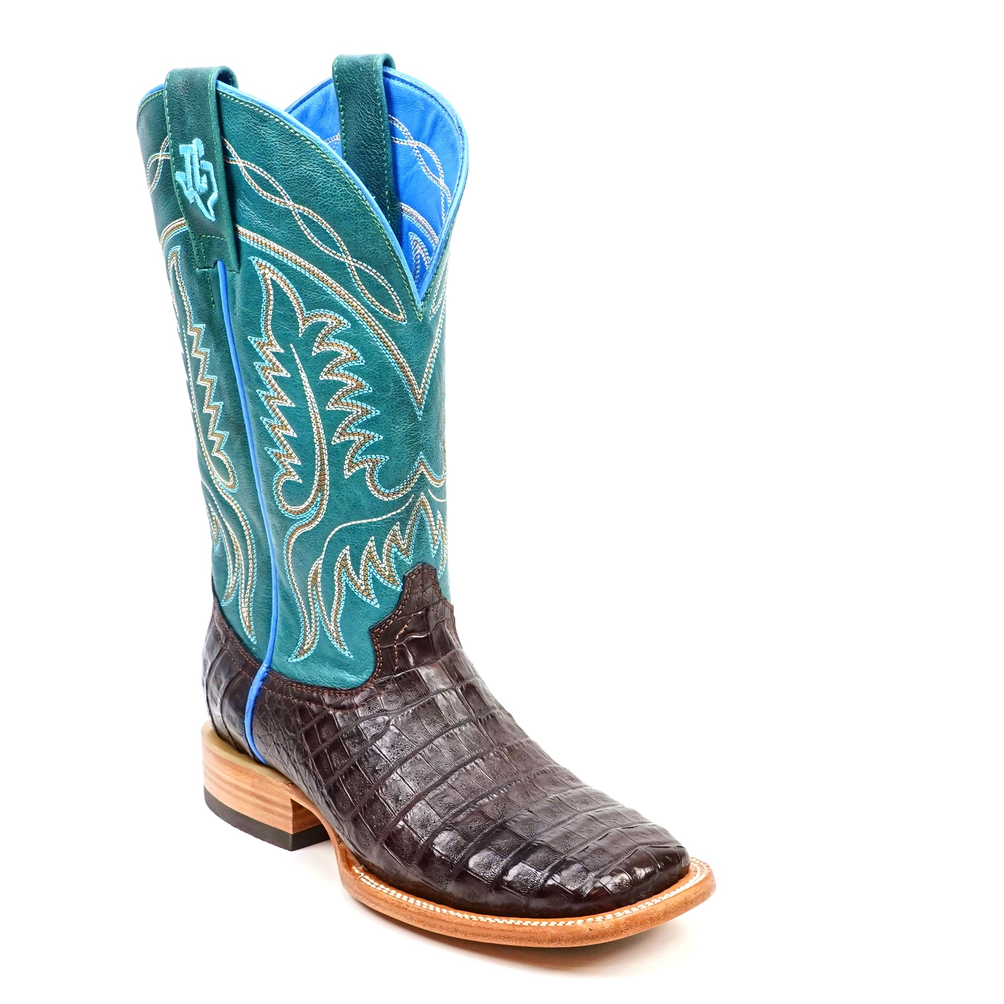 Ranger Caiman Belly Boots - Brown - Square Toe