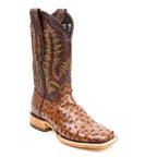 Austin Ostrich Boots - Tobacco - Square Toe (AV20)
