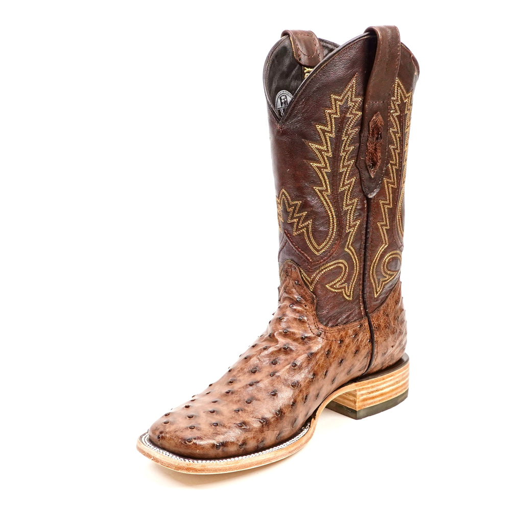 Austin Ostrich Boots - Tobacco - Square Toe (AV20)
