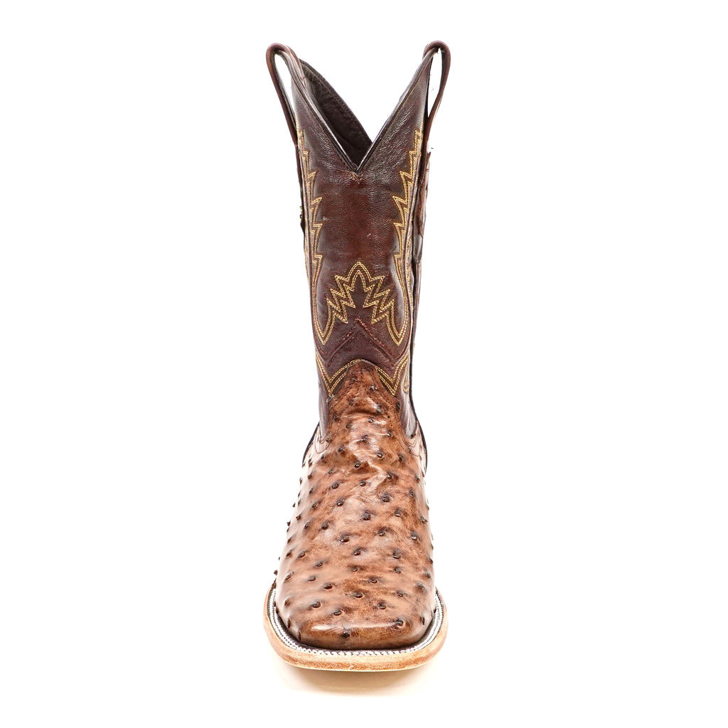 Austin Ostrich Boots - Tobacco - Square Toe (AV20)