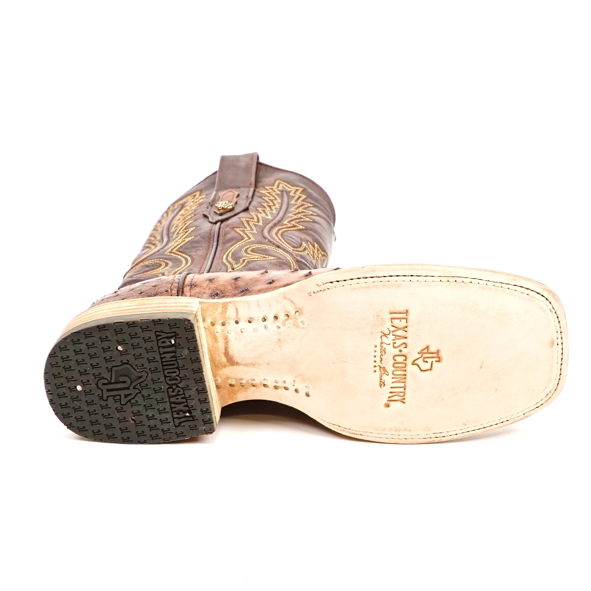 Austin Ostrich Boots - Tobacco - Square Toe (AV20)