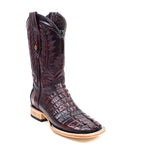 Rhodes Nile Crocodile Tail Boots - Black Cherry - Square Toe (LM10)