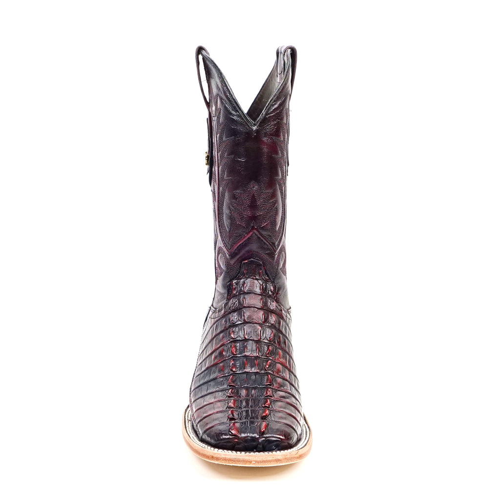 Rhodes Nile Crocodile Tail Boots - Black Cherry - Square Toe (LM10)